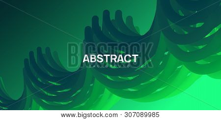 Plastic And Colorful Abstract Background In Green Color. Vibrant Wavy Shapes, Flow Banner, Brochure,