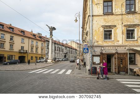 Vilnius, Lithuania. May 2019.  The Angel Of Užupis Monument
