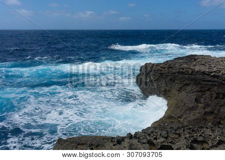 A Coast With Rough Seas The Blue Hole In San Lawrenz On Gozo