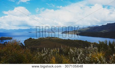 Wide View Of The Flooded Lake Pedder In Tasmania