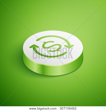 Isometric Return Of Investment Icon Isolated On Green Background. Money Convert Icon. Refund Sign. D
