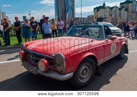 Novokuznetsk, Russia-june 14, 2019: The 7th Peking To Paris Motor Challenge 2019. Mercedes Benz 230s