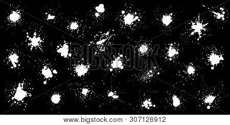 Big Set Of Various Spray Paint Graffiti Decorative Splatters. Vector Illustration