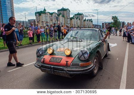 Novokuznetsk, Russia-june 14, 2019: The 7th Peking To Paris Motor Challenge 2019. Porsche 912 1967 L