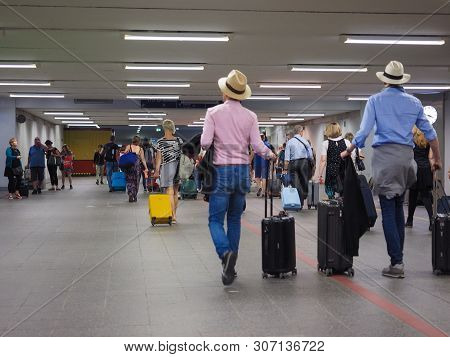 Travellers At Berlin Schoenefeld Airport In Berlin