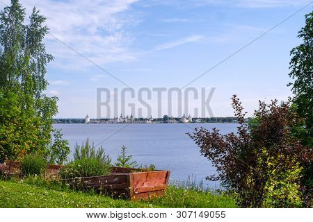 View to Kirillo-Belozersky Monastery in Kirillov, Russia from the other side of Beloe lake