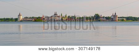 View to Kirillo-Belozersky Monastery in Kirillov, Russia from the other side of Beloe lake