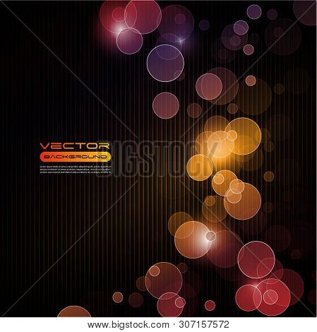 Vector Background With Shining Circles On Black Background