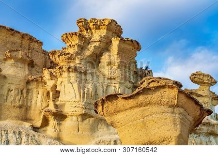 View Of The Erosions Of Bolnuevo, Las Gredas, Mazarron. Murcia, Spain