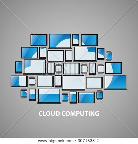 Abstract Cloud Technology Background With Various Devices