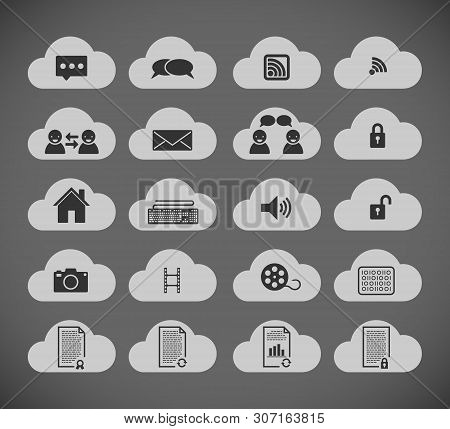 Set Of Simple Cloud Technology Themed Icons
