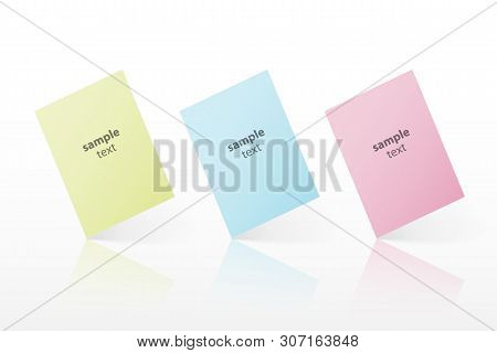 Colorful Ealistic Card Templates On Reflective Surface