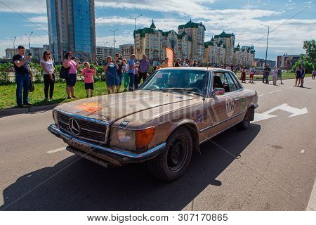 Novokuznetsk, Russia-june 14, 2019: The 7th Peking To Paris Motor Challenge 2019. Mercedes Benz 350 