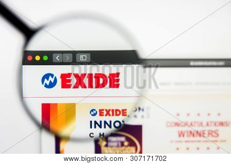 New York, New York State, Usa - 18 June 2019: Illustrative Editorial Of Exide Industries Website Hom