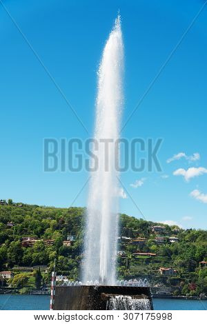 Fontana Di Villa Geno. Fountain On The Como Lake In Italy.