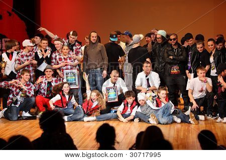 MOSCOW - MARCH 27: Winning Doberman, Force boom, United bit groups at Hip Hop International Cup of Russia 2011, on March 27, 2011 in Moscow, Russia. Main prize is $1000 for trip to Las Vegas.