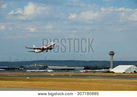 Perth, Australia - November 9, 2018: Takeoff Of Commercial Boeing 737 Next Generation Belonging To M