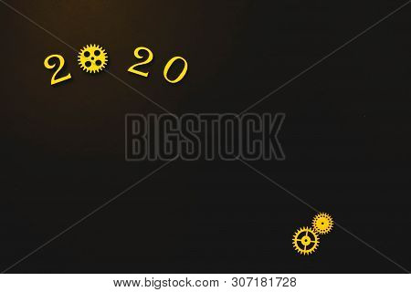 2020 Year Arrangements On A Black Background. Industry Concept