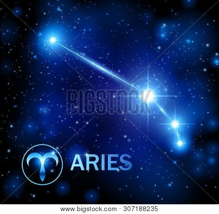 Abstract Space Background With Stars And Aries Constellation