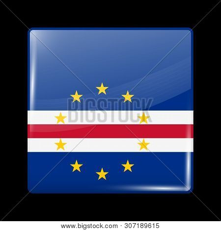 Flag Of Cape Verde. Glossy Icon Square Shape. Vector