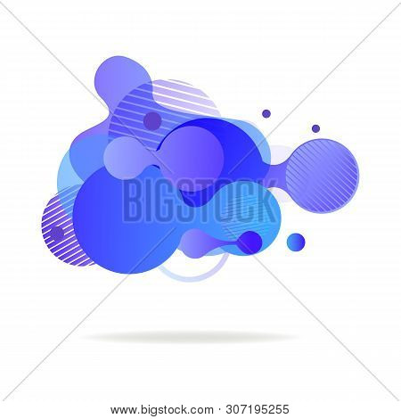 Bright Blue Abstract Graphic Elements With Hatching. Dynamical Colored Forms And Line. Gradient Bann