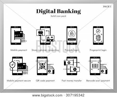 Digital Banking Vector Illustration In Solid Color Design