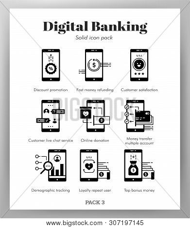 Digital Banking Vector Illustration In Solid Color Design