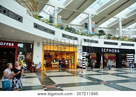 Warsaw, Poland. 18 June 2019. Interior Of Modern Shopping Center Galeria Arkadia