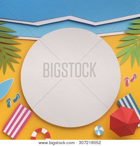 Summer Background With White Blank Place For Logo Or Cutaway, Copy Spcae, Paper Photo
