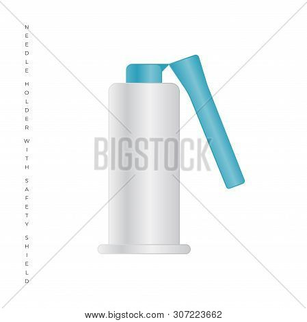 Needle Holder With Safety Shield Vector Illustration Isolated On White Background. Winged Infusion S