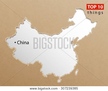 China Map Vector. Chinese Maps Craft Paper Texture. Empty Template Information Creative Design Eleme