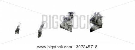 Heavy Smoke Period (full Stop) Comma And More Or Less Signs Isolated On White Background, Disaster O