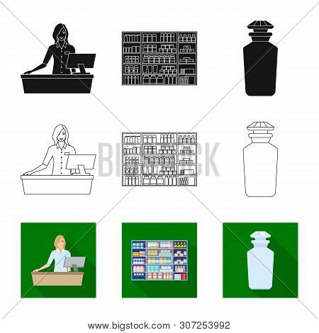 Isolated Object Of Retail And Healthcare Logo. Collection Of Retail And Wellness Vector Icon For Sto