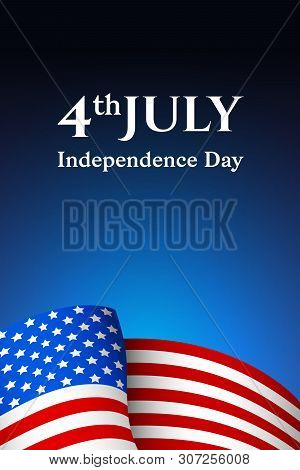 United States Of America 4th July Independence Day Template. Vector Illustration. Wavy American Flag
