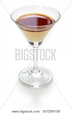 black and white, two color layered cocktail, homemade coffee liqueur and evaporated milk, alfonso13
