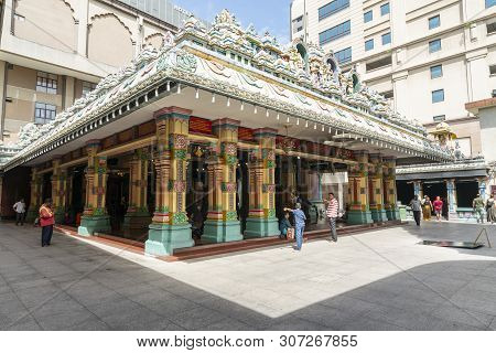 Kuala Lumpur, Malaysia. January 2019. View Of The Faithful Inside The  Sri Mahamariamman Indu Temple