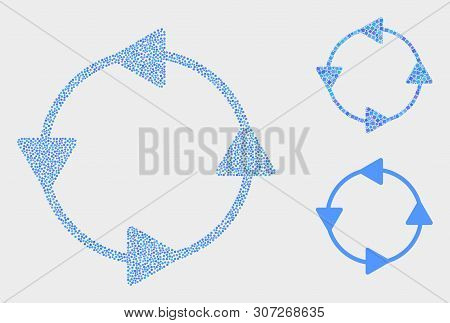 Pixelated And Mosaic Ccw Circulation Arrows Icons. Vector Icon Of Ccw Circulation Arrows Combined Of