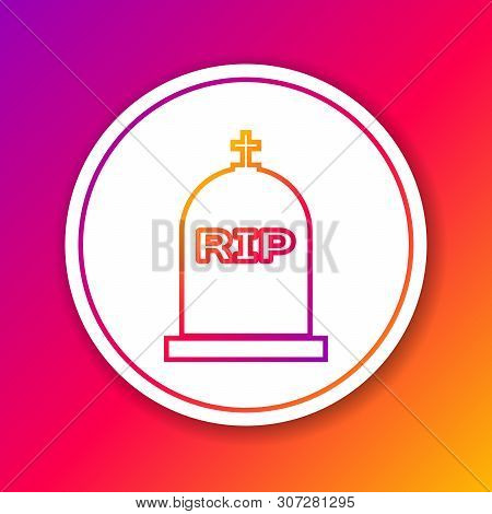 Color Tombstone With Rip Written On It Line Icon Isolated On Color Background. Grave Icon. Circle Wh