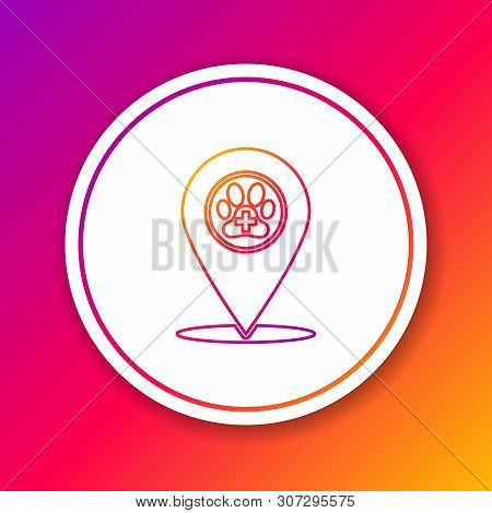Color Map Pointer With Veterinary Medicine Hospital, Clinic Or Pet Shop For Animals Line Icon Isolat