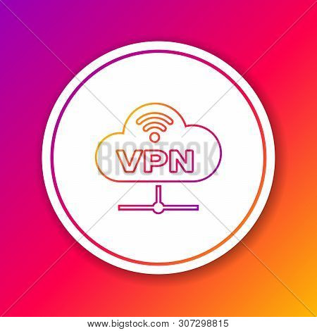 Color Vpn Network Cloud Connection Line Icon Isolated On Color Background. Social Technology. Cloud 