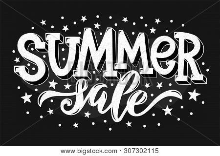 Vector Illustration Of Summer Sale Text For Banners, Stickers And  Announcements. Hand Drawn Calligr