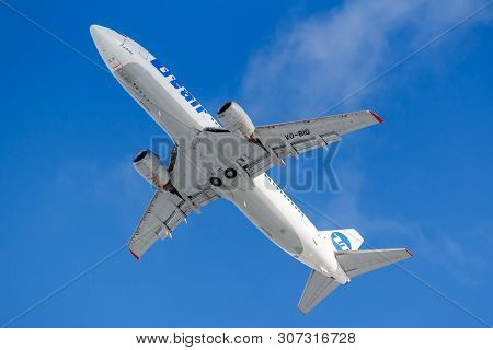 Moscow, Russia - March 20, 2019: Aircraft Boeing 737-45s Vq-big Of Utair Aviation Takes Off At Vnuko