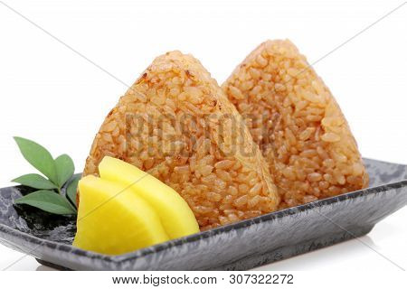 Yakionigiri, Japanese Food, Japanese Rice Ball, Rice Triangle With Soy Sauce