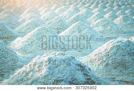 Sea Salt Farm In Thailand. Organic Sea Salt. Evaporation And Crystallization Of Sea Water. Raw Mater