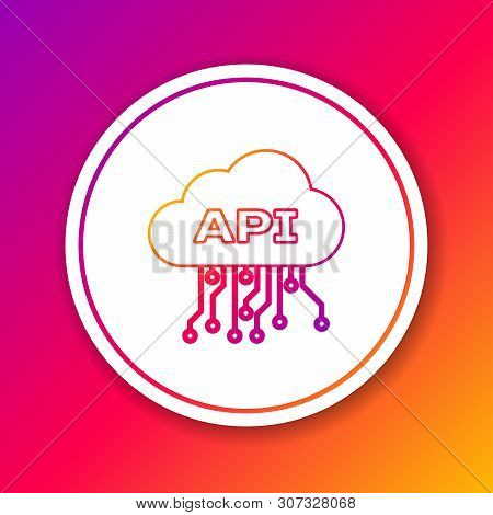 Color Cloud Api Interface Line Icon Isolated On Color Background. Application Programming Interface 