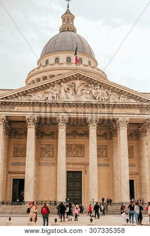 Paris, France - April 8, 2019: The Pantheon Building In The Latin Quarter In Paris.