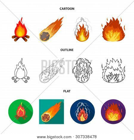 Vector Design Of Fire And Flame Logo. Set Of Fire And Fireball Vector Icon For Stock.