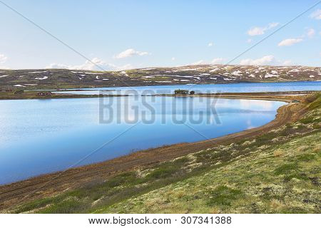 Lake Orkel Located In The Oppdal Area, Norway