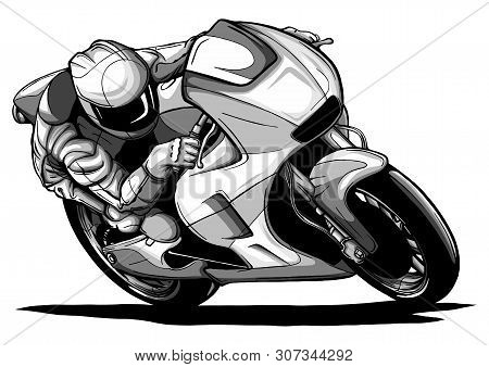Draw Motorcycles Racers Biker Vector Illustration Design