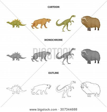 Vector Illustration Of Animal And Character Logo. Set Of Animal And Ancient Vector Icon For Stock.